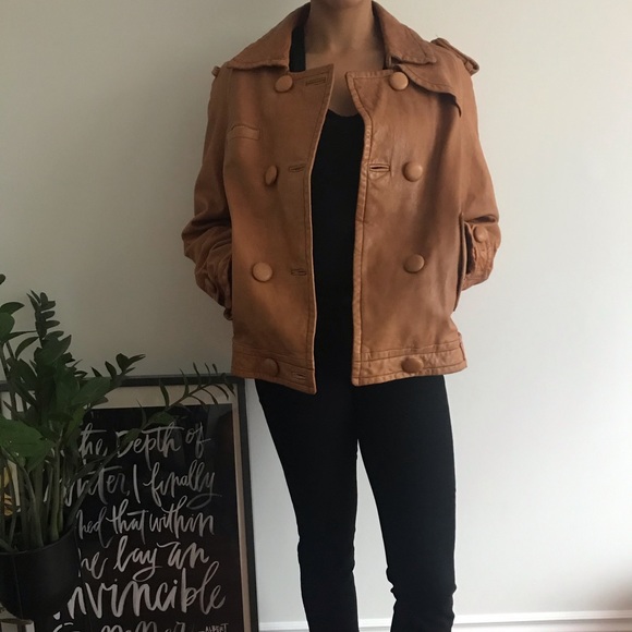 Banana Republic Golden Brown Leather Jacket - Picture 1 of 8